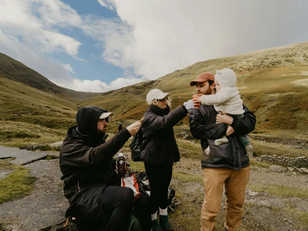 Group of hikers on a trail.